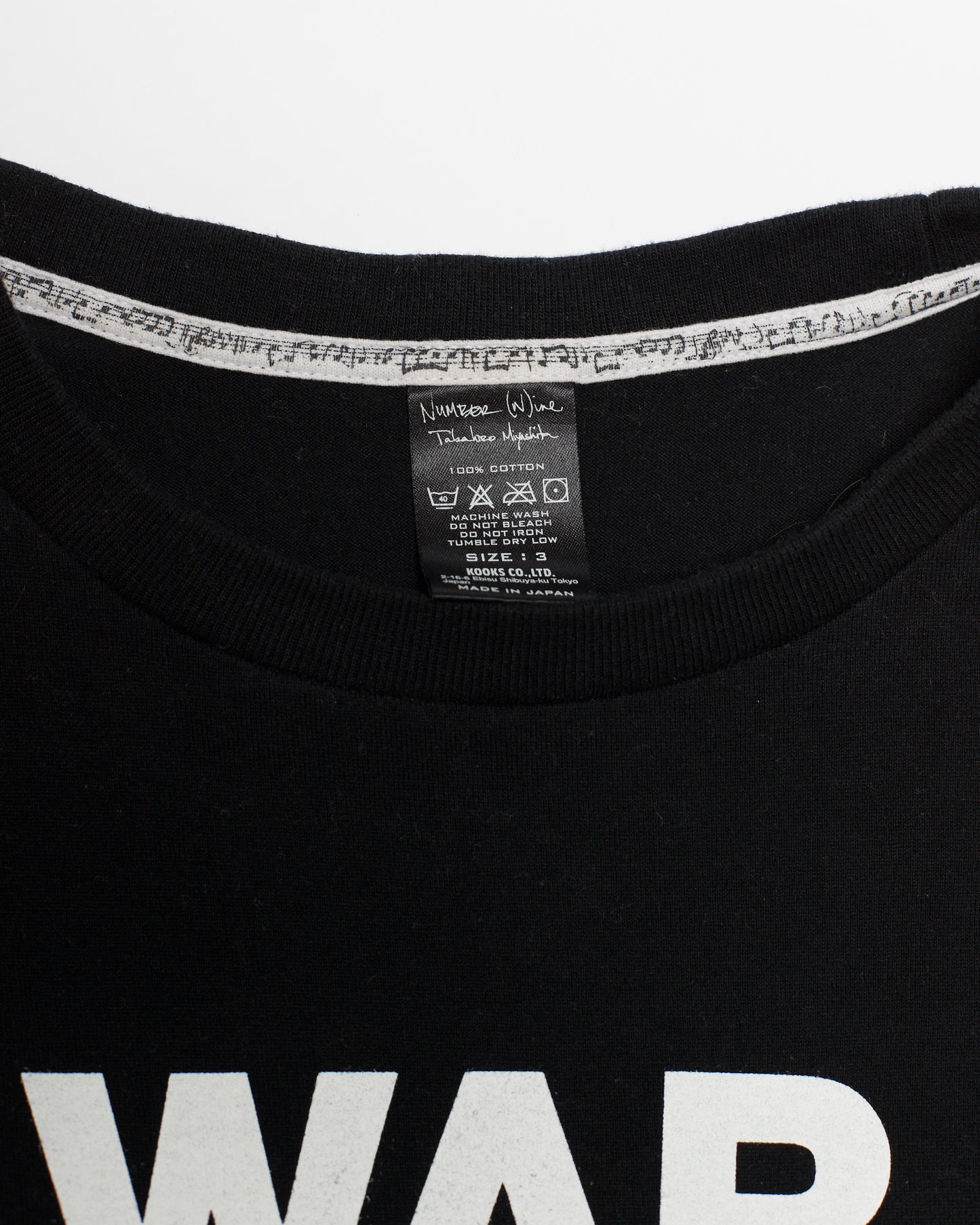 Number (N)ine Autumn-Winter 2009/10 'WAR HATE APATHY' Shirt