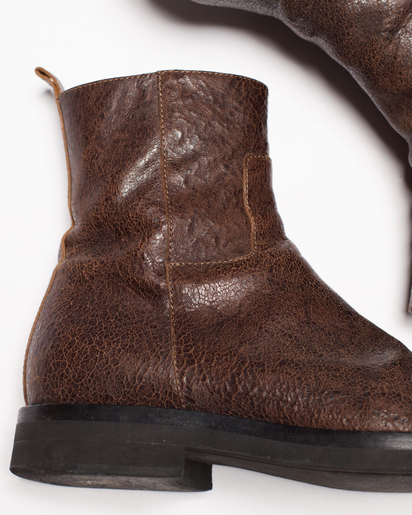 Ann Demeulemeester Side Zip Cracked Leather Boots