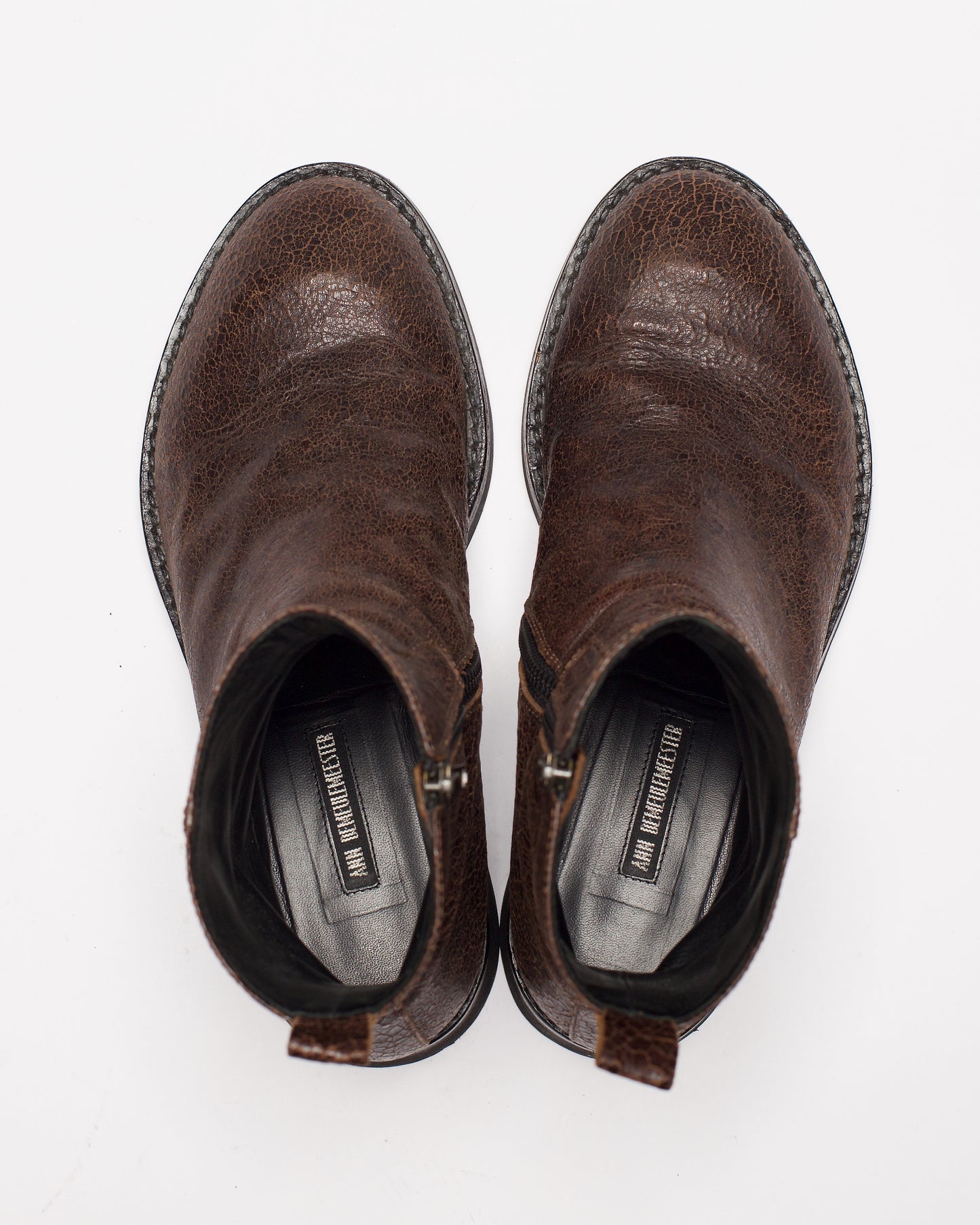 Ann Demeulemeester Side Zip Cracked Leather Boots