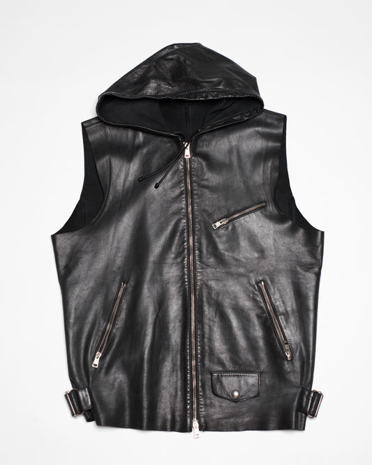 Xavier Delcour Hooded Leather Vest